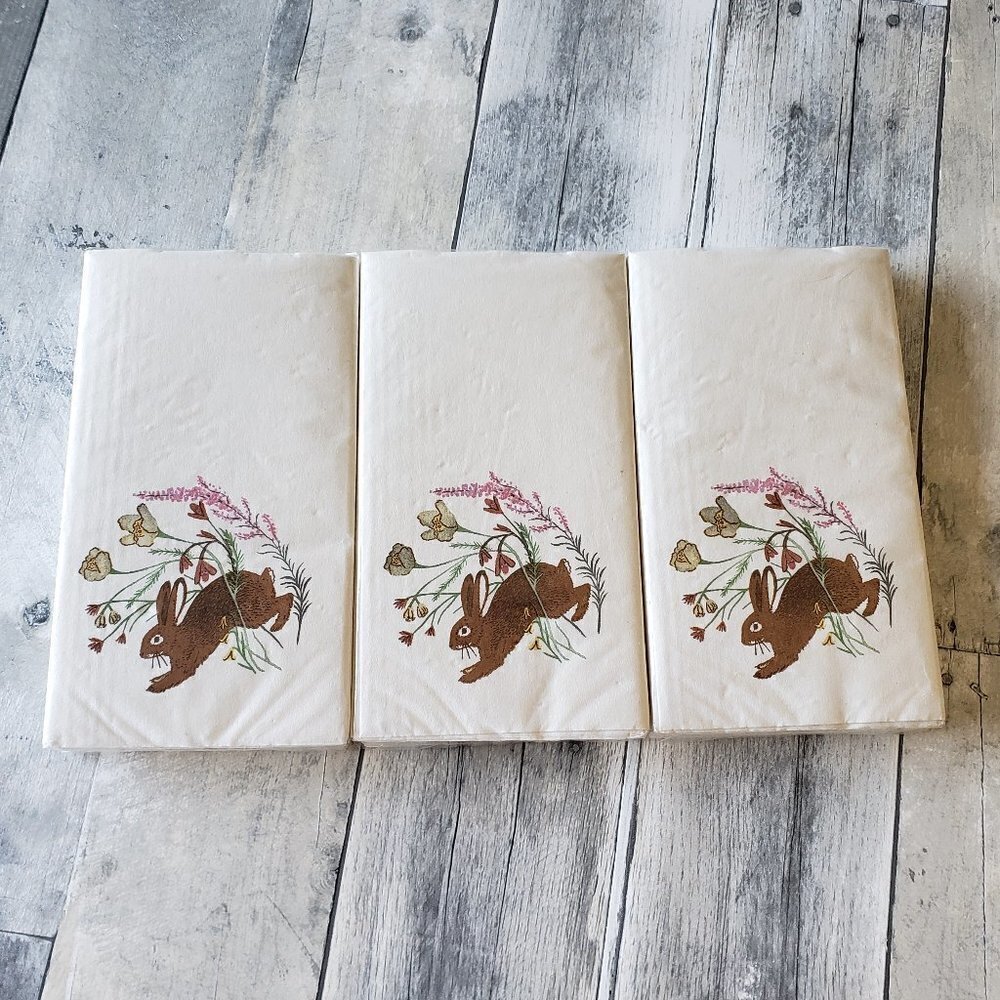 NWT – (Set of 3 pkgs) 16ct Paper Napkin per package Bunny Rabbit Flower